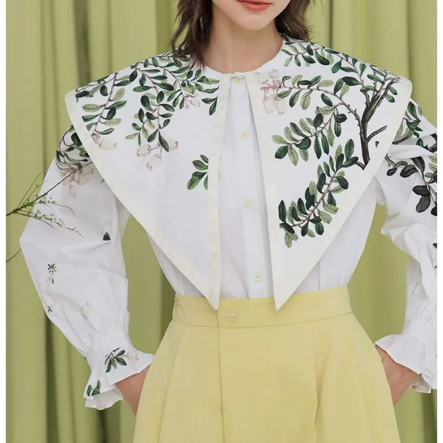 The Vine Long-Sleeve Chiffon Blouse