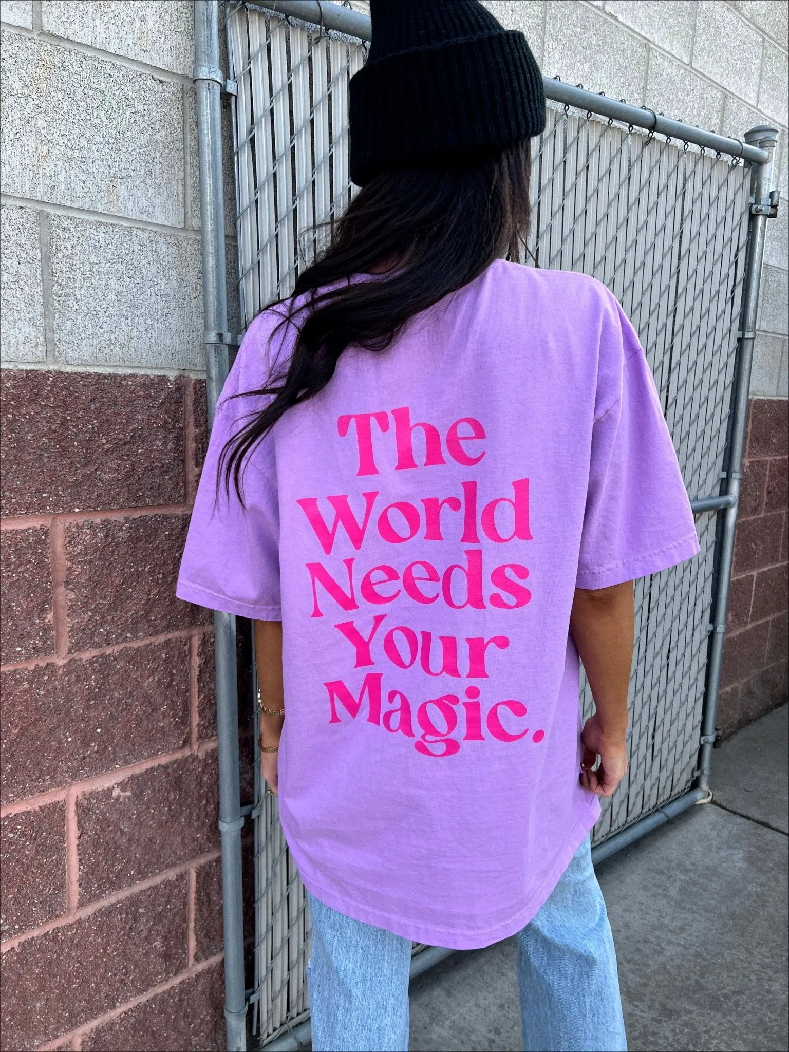 The World Needs Your Magic Oversized Tee in Lavender   Pink