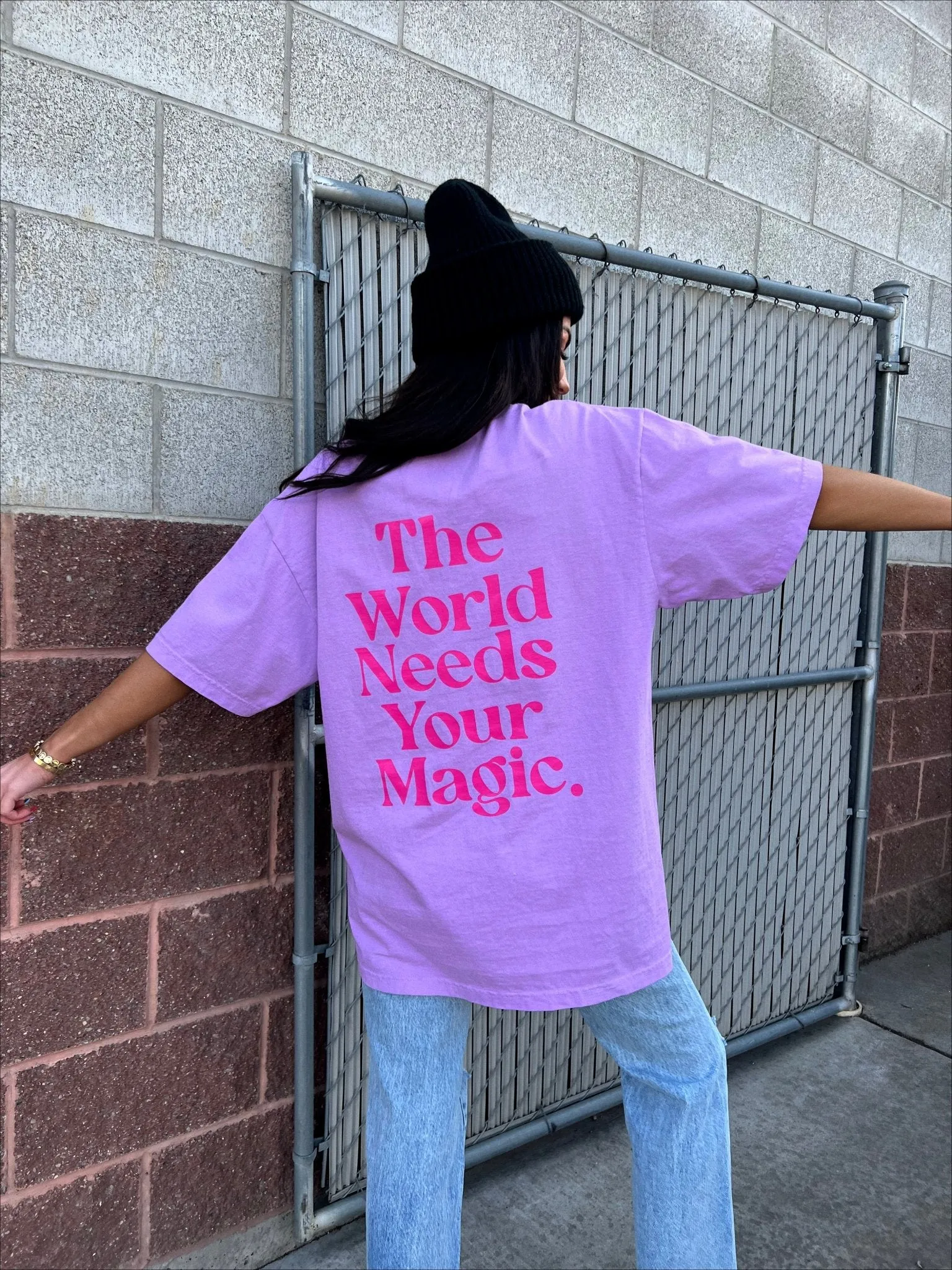 The World Needs Your Magic Oversized Tee in Lavender   Pink