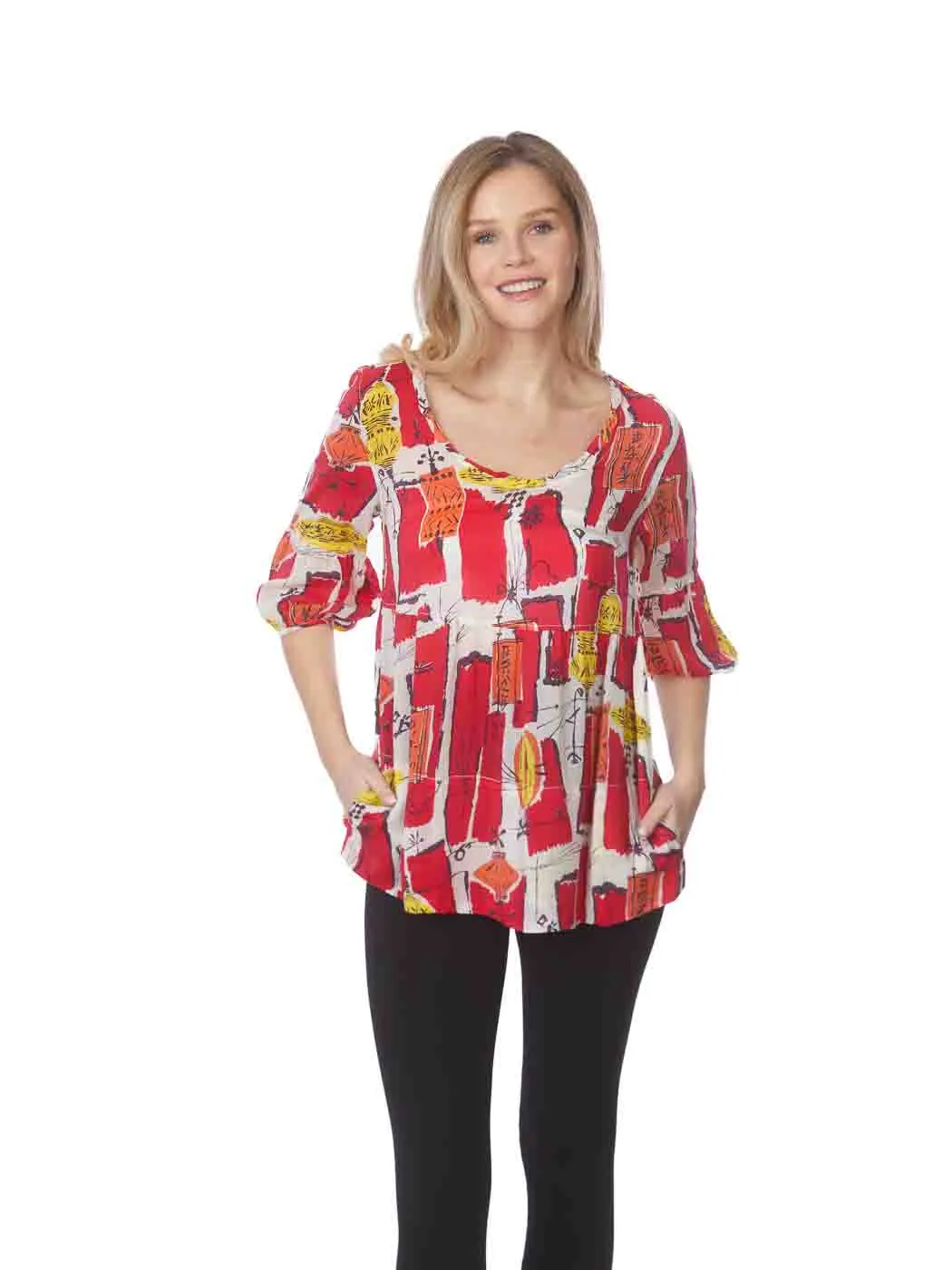 Tianello Print  "Lantern" Sueded CUPRO  "Shelby" Blouse