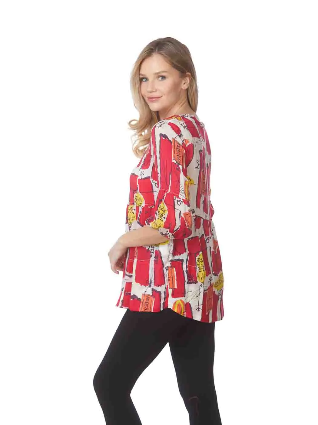 Tianello Print  "Lantern" Sueded CUPRO  "Shelby" Blouse