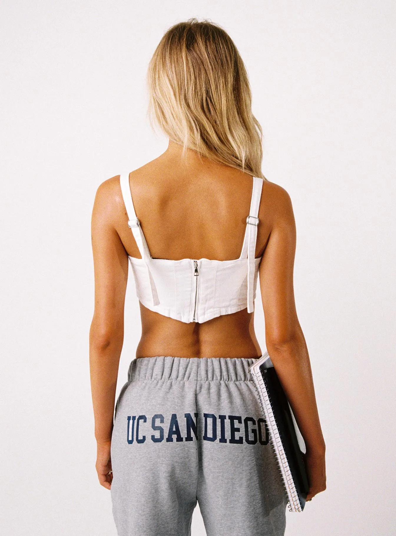 UCSD Denim Corset Top White