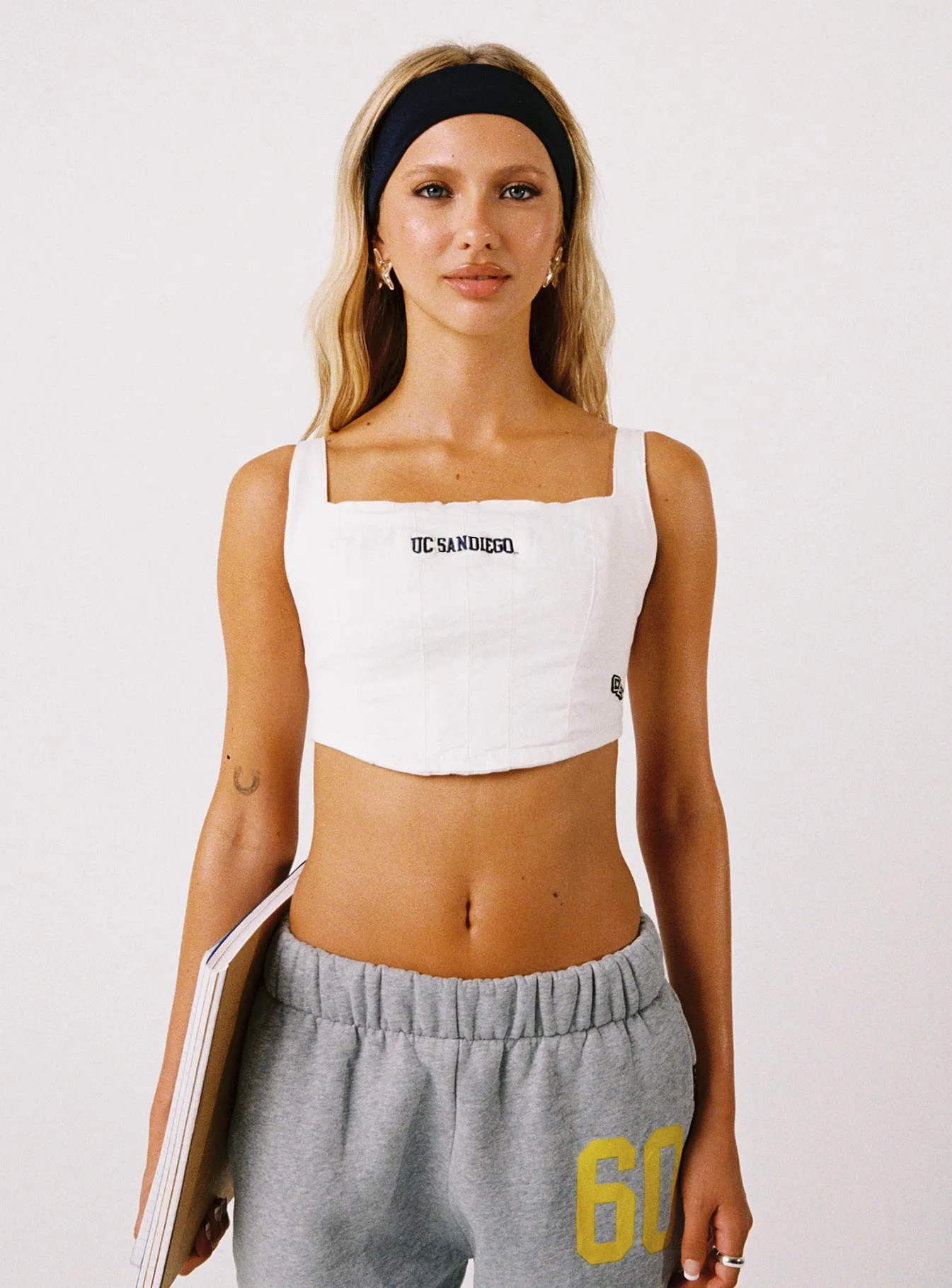 UCSD Denim Corset Top White