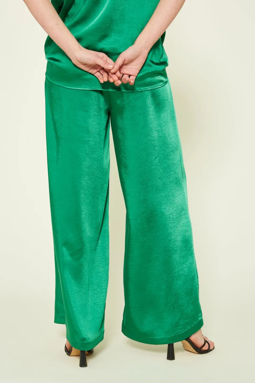 Van-Dos Green Satin Trousers