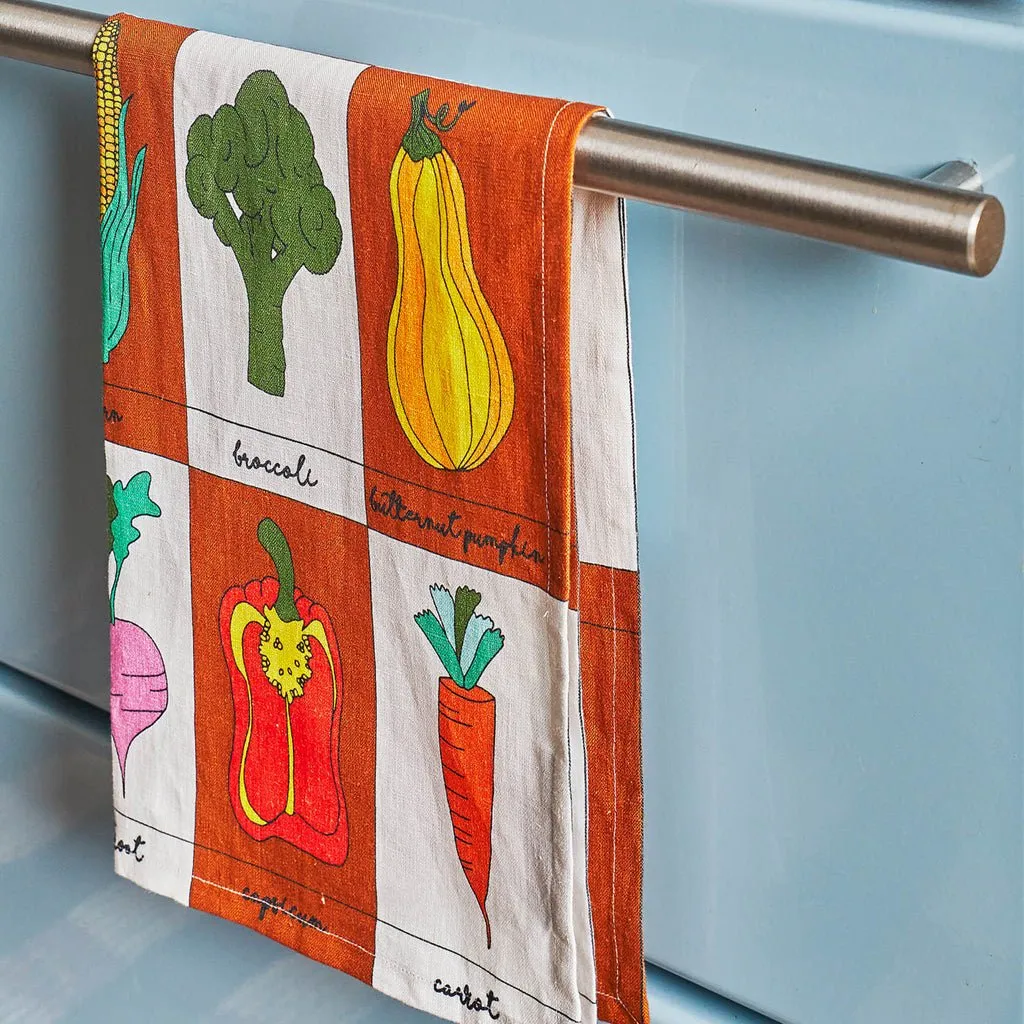 Vegie Box Linen Tea Towel