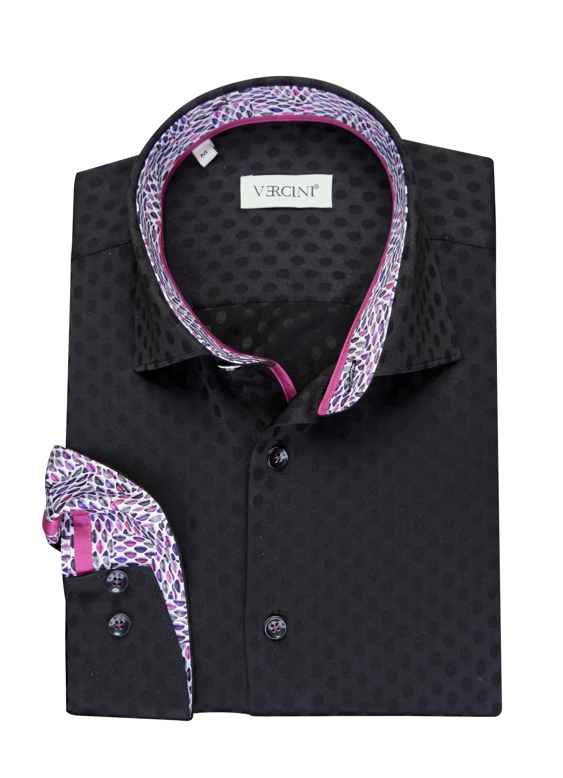 Vercini Enigmatic Charcoal Dot Premium Cotton Shirt