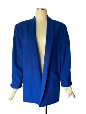 Vintage Royal Blue Wool Oversized Blazer Jacket