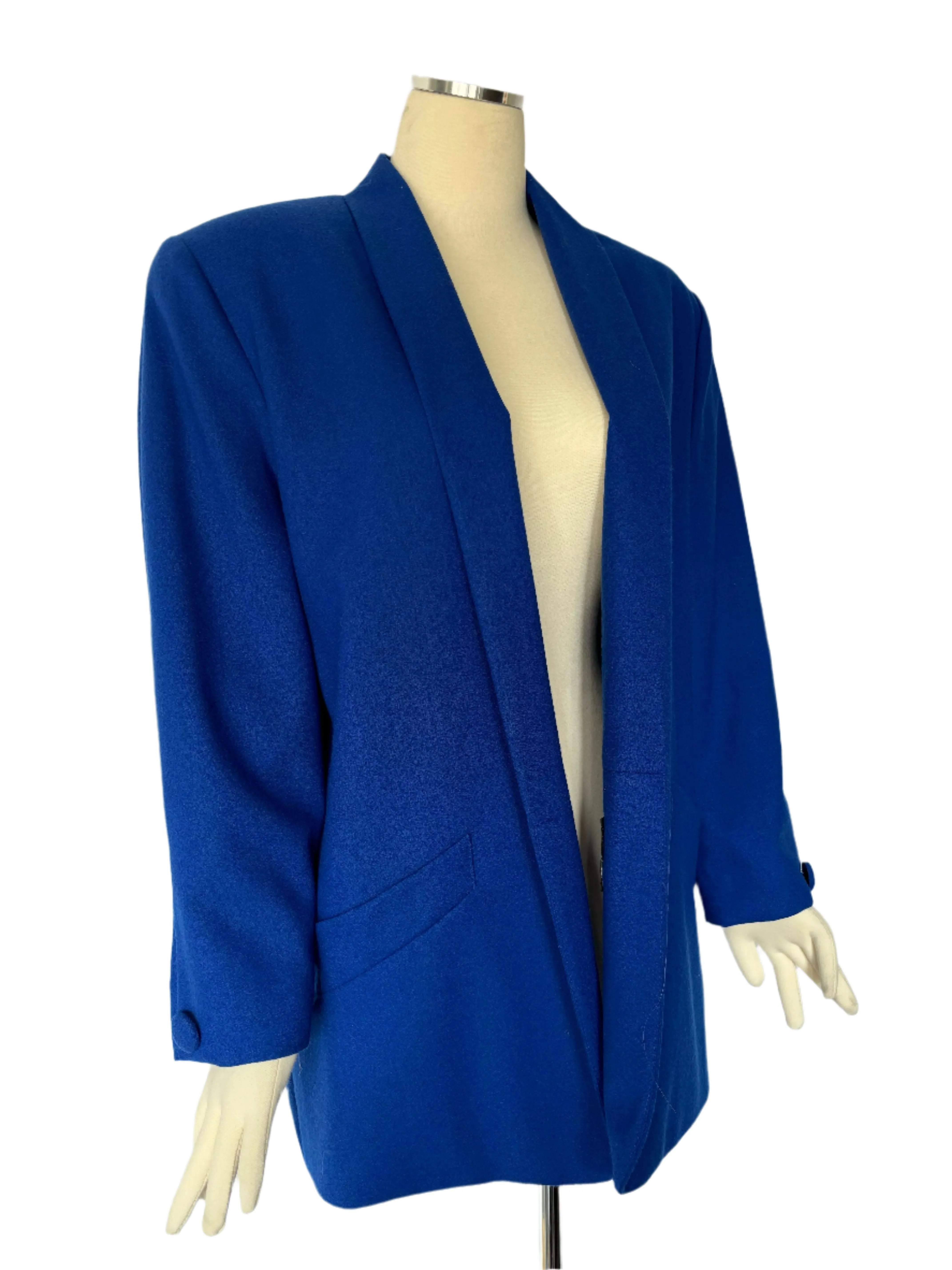 Vintage Royal Blue Wool Oversized Blazer Jacket