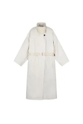 Women Padded Long Trench Coat With Belt