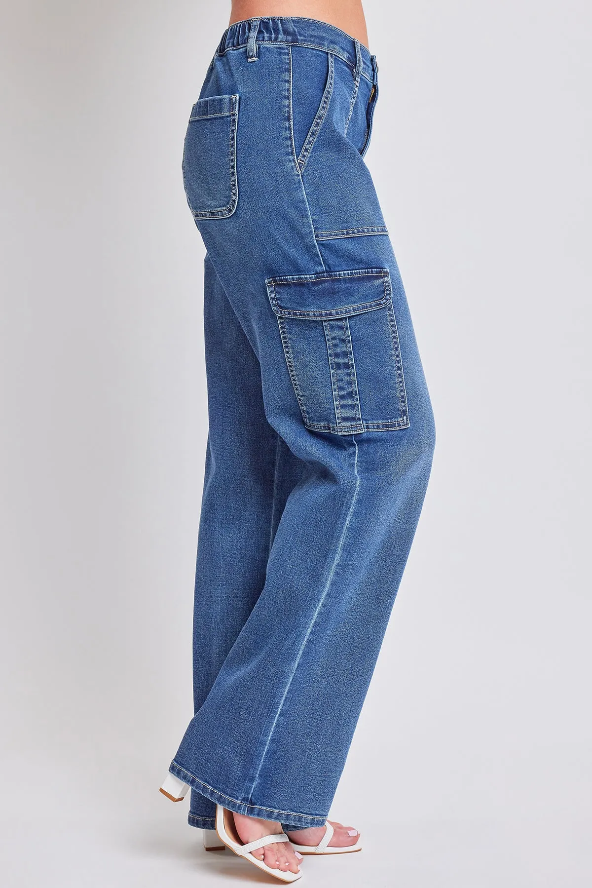 Women's Elastic Waist Straight Leg Cargo Jean