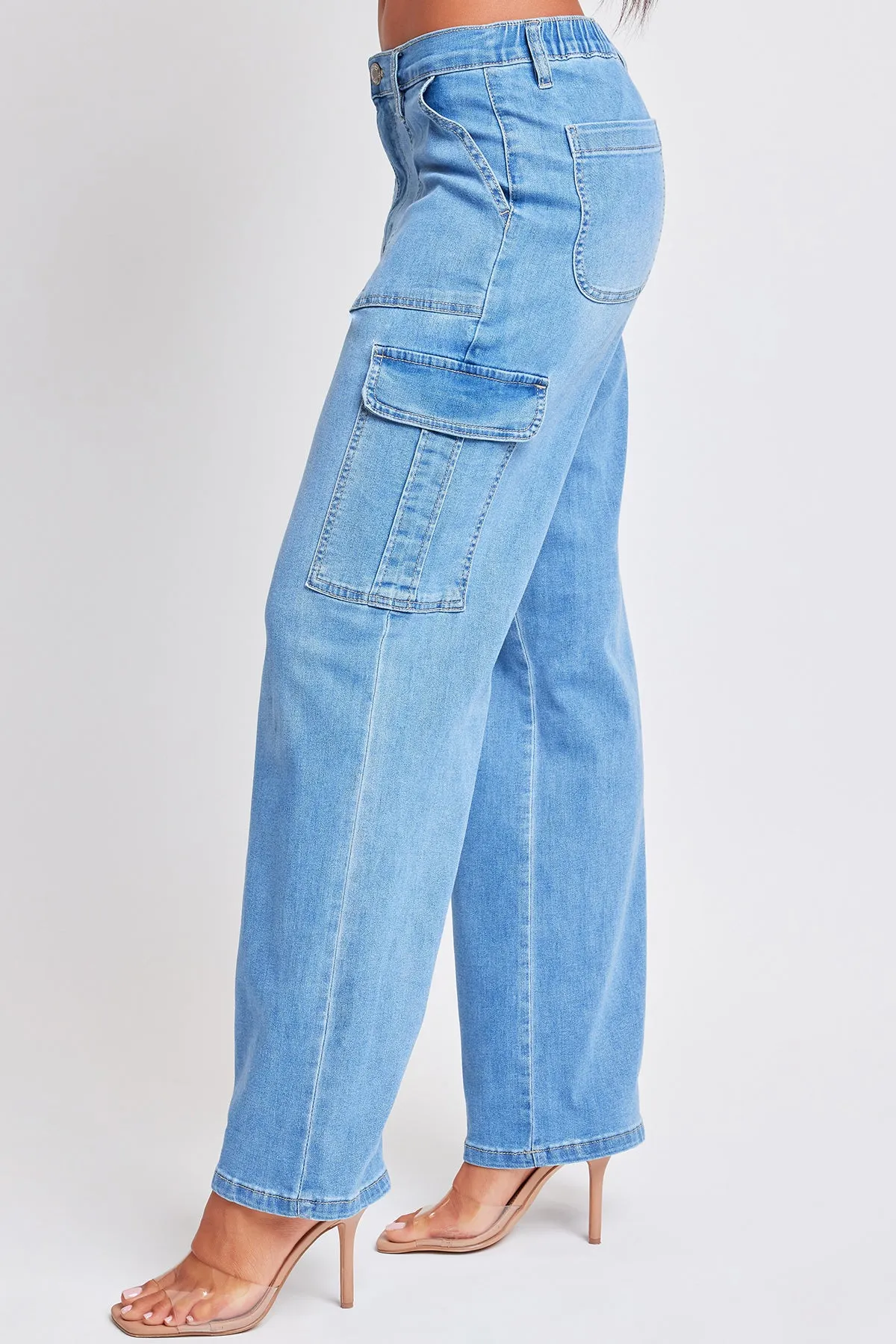 Women's Elastic Waist Straight Leg Cargo Jean