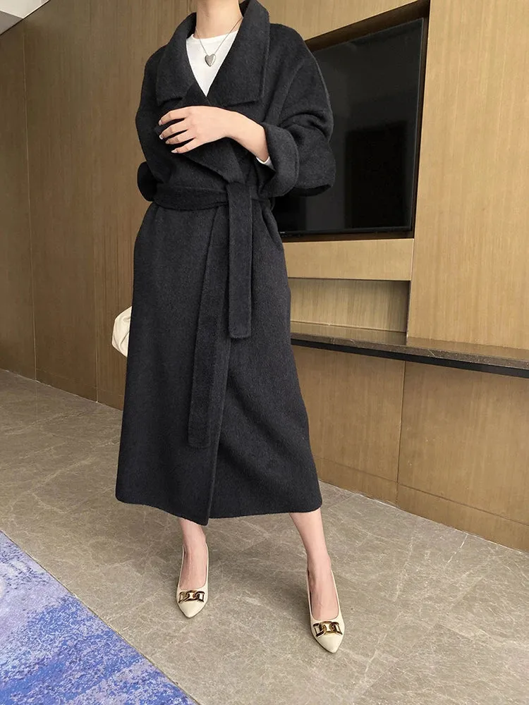 Women's Petite Wool-Blend Long Jacket Coat