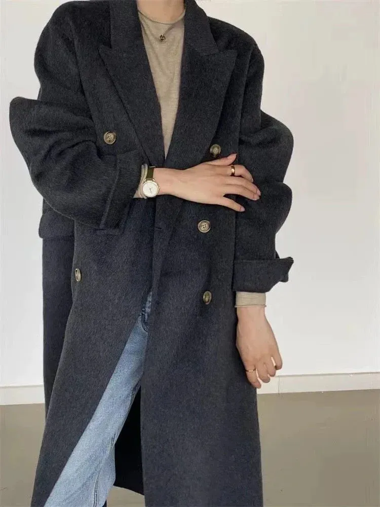 Women's Warm Cashmere & Woolen Long Overcoat