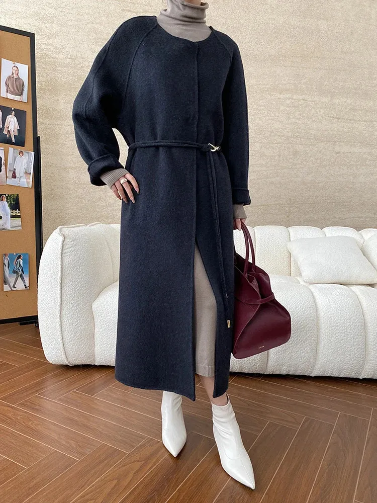 Women's Wool Blend Coat with Detachable Scarf